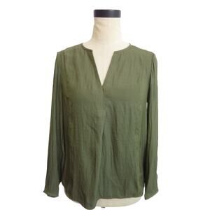 Banana Republic Olive Green V-Neck Long Sleeve Top Small S Blouse
